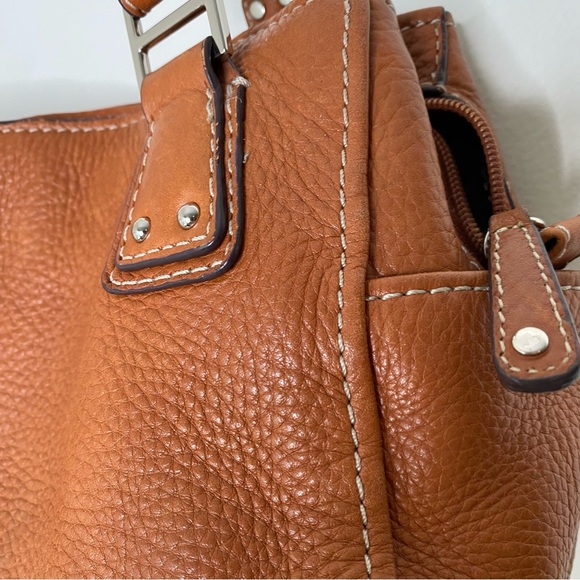 Y2K Vintage Fossil Cognac Genuine Pebbled Leather Shoulder Bag Purse - Picture 3 of 16